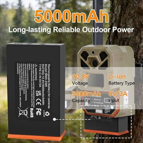 ANTIEE 2-Pack Replacement Battery for Moultrie Edge Cellular Trail Camera | 5000mAh for Moultrie Edge, Edge 2, Edge Pro, Edge 2 Pro, Edge 3, USB-C & Solar Panels Charging for Extended Outdoor Use in Saudi Arabia