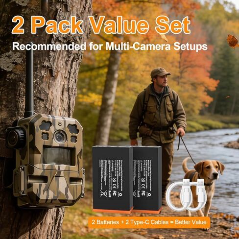 ANTIEE 2-Pack Replacement Battery for Moultrie Edge Cellular Trail Camera | 5000mAh for Moultrie Edge, Edge 2, Edge Pro, Edge 2 Pro, Edge 3, USB-C & Solar Panels Charging for Extended Outdoor Use in Saudi Arabia