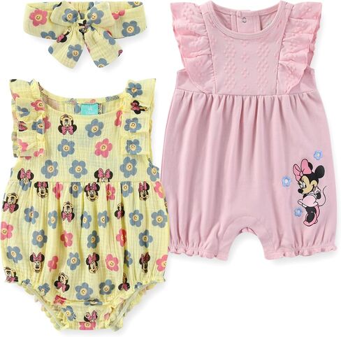 Disney Minnie Baby Girls 2 Pk Sleeveless Rompers with Headband Set Infants in Kuwait