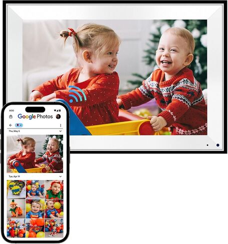 Cozyla Frame: 10.1" WiFi Digital Picture Frame No Subscription with Stand | Free Unlimited Storage, Long Video Support, Digital Photo Frame Gift for Family, Share via Google Photos, App, Email, Web in Kuwait