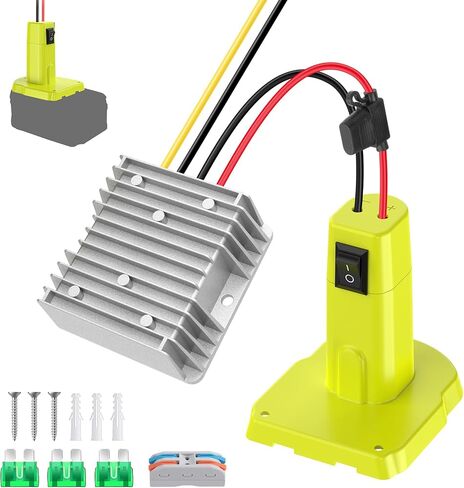 18V to 12V Step Down Converter for Ryobi 18V Battery, 240W DC Voltage Regulator with Over-Discharge Protection, Power Converter Adapter with Switch for Power Wheel Battery Adapter, DIY RC Toy Cars in Kuwait