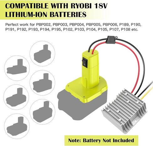 18V to 12V Step Down Converter for Ryobi 18V Battery, 240W DC Voltage Regulator with Over-Discharge Protection, Power Converter Adapter with Switch for Power Wheel Battery Adapter, DIY RC Toy Cars in Kuwait