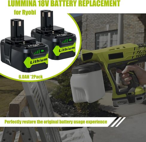 2Pack 6.0Ah Battery Replacement for Ryobi 18V Lithium Battery Compatible with Ryobi 18 Volt ONE+ Plus P107 P108 P102 P103 P104 P105 P109 P122 Cordless Tools in Kuwait