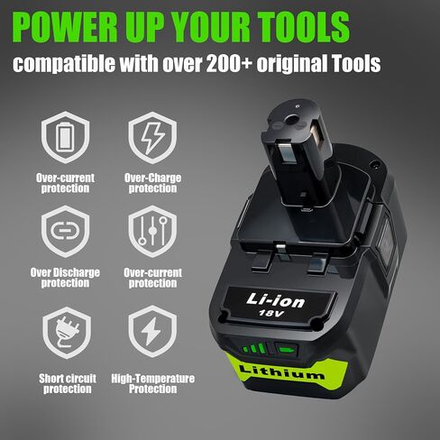2Pack 6.0Ah Battery Replacement for Ryobi 18V Lithium Battery Compatible with Ryobi 18 Volt ONE+ Plus P107 P108 P102 P103 P104 P105 P109 P122 Cordless Tools in Kuwait