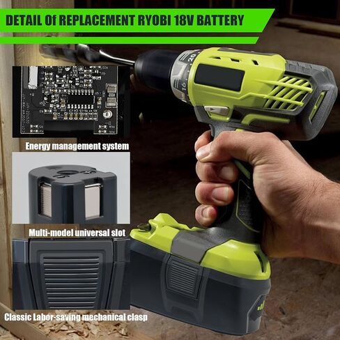2Pack 6.0Ah Battery Replacement for Ryobi 18V Lithium Battery Compatible with Ryobi 18 Volt ONE+ Plus P107 P108 P102 P103 P104 P105 P109 P122 Cordless Tools in Kuwait