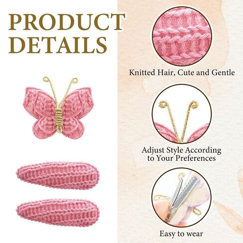 24Pcs Butterfly Hair Clips Knitted Toddler Hair Non Slip Accessories for Boys Girls Cute Baby Infant Kids Barettes in Kuwait