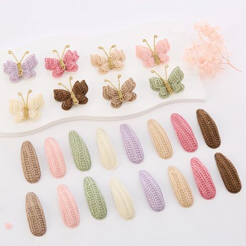 24Pcs Butterfly Hair Clips Knitted Toddler Hair Non Slip Accessories for Boys Girls Cute Baby Infant Kids Barettes in Kuwait