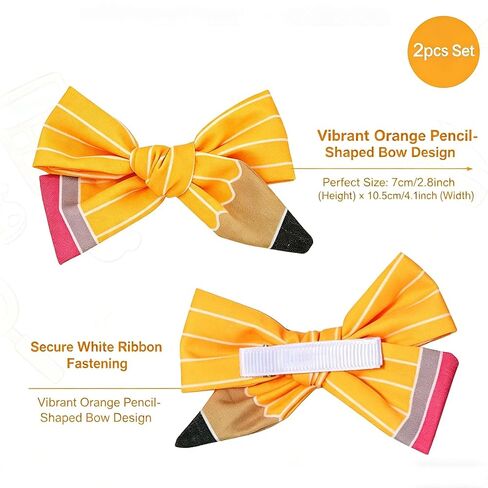 Yellow Pencil Hair Bows Back to School Hair Clips for Girls Cute Pencil Bow Alligator Clip Hair Accessories for Student Teacher First Day of School Hair Barrettes, Classroom Hairpins 2pack in Kuwait