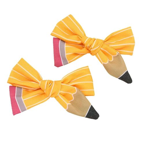 Yellow Pencil Hair Bows Back to School Hair Clips for Girls Cute Pencil Bow Alligator Clip Hair Accessories for Student Teacher First Day of School Hair Barrettes, Classroom Hairpins 2pack in Kuwait