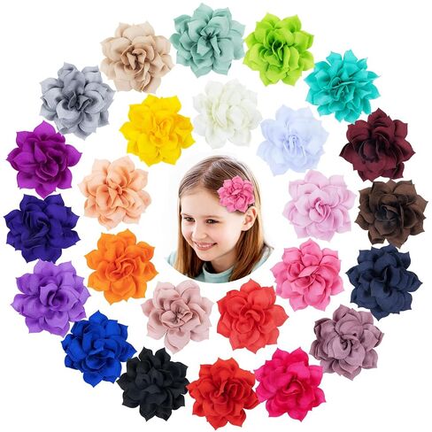 inSowni 25 Pack Solid Lotus Flower Alligator Hair Clips Barrettes Pins Accessories for Baby Girls Infants Toddlers Kids Women in Kuwait