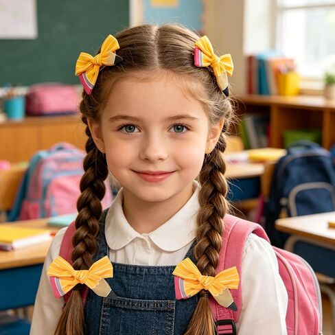 Yellow Pencil Hair Bows Back to School Hair Clips for Girls Cute Pencil Bow Alligator Clip Hair Accessories for Student Teacher First Day of School Hair Barrettes, Classroom Hairpins 2pack in Kuwait