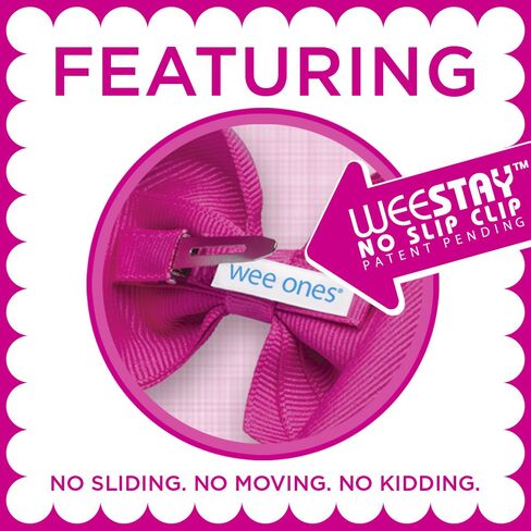Wee Ones Girls' Organza Double Hair Bow on a WeeStay Clip with Satin Knot Center, Mini, Ecru in Kuwait