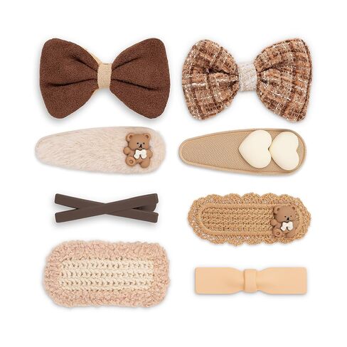 Baby Hair Clips, Colorful and Cute Soft Lined Alligator Style Hair Clip for Toddlers, Girls, Snap Baby Barrettes, Girl Hair Accessories, Non-Slip Hair Clips for Fine Hair, Set of 8 - (Brown) in Kuwait