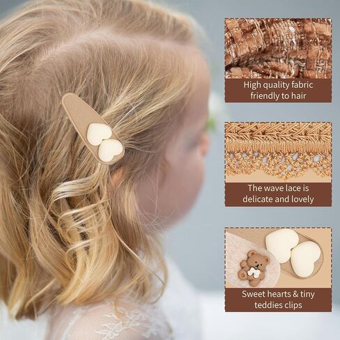 Baby Hair Clips, Colorful and Cute Soft Lined Alligator Style Hair Clip for Toddlers, Girls, Snap Baby Barrettes, Girl Hair Accessories, Non-Slip Hair Clips for Fine Hair, Set of 8 - (Brown) in Kuwait