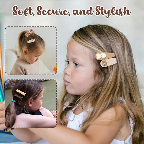 Baby Hair Clips, Colorful and Cute Soft Lined Alligator Style Hair Clip for Toddlers, Girls, Snap Baby Barrettes, Girl Hair Accessories, Non-Slip Hair Clips for Fine Hair, Set of 8 - (Brown) in Kuwait