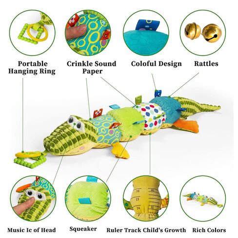 Jollybaby Baby Toys, Tummy Time Baby Toys 6-12 Month with Rattles, Crinkle, Newborn Musical Toy for Infant 0 3 6 9 12 Months Boys & Girls-Alligator in Kuwait