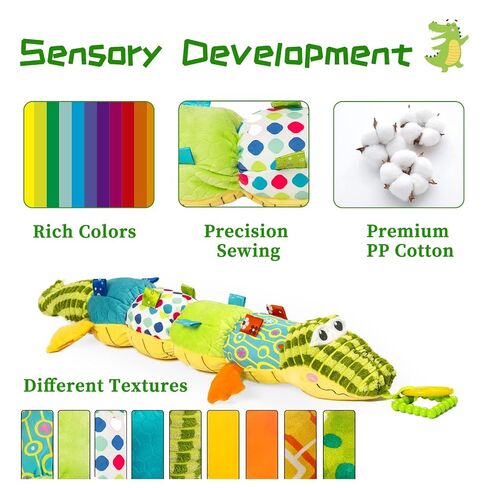 Jollybaby Baby Toys, Tummy Time Baby Toys 6-12 Month with Rattles, Crinkle, Newborn Musical Toy for Infant 0 3 6 9 12 Months Boys & Girls-Alligator in Kuwait