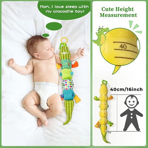 Jollybaby Baby Toys, Tummy Time Baby Toys 6-12 Month with Rattles, Crinkle, Newborn Musical Toy for Infant 0 3 6 9 12 Months Boys & Girls-Alligator in Kuwait