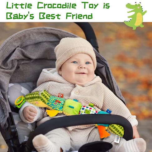 Jollybaby Baby Toys, Tummy Time Baby Toys 6-12 Month with Rattles, Crinkle, Newborn Musical Toy for Infant 0 3 6 9 12 Months Boys & Girls-Alligator in Kuwait