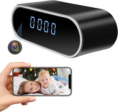 Security Camera, Hidden Camera Clock, WiFi Spy Camera 1080P Mini Nanny Cam | Night Vision, Motion Detection, Remote Viewing Indoor Security, Baby Pet Elderly Surveillance in Kuwait