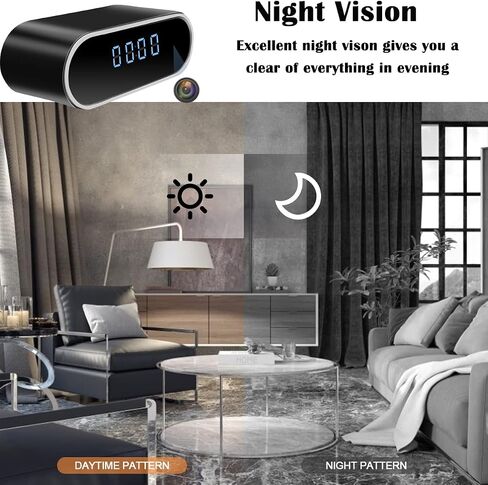 Security Camera, Hidden Camera Clock, WiFi Spy Camera 1080P Mini Nanny Cam | Night Vision, Motion Detection, Remote Viewing Indoor Security, Baby Pet Elderly Surveillance in Kuwait