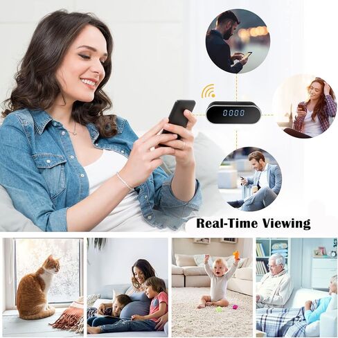 Security Camera, Hidden Camera Clock, WiFi Spy Camera 1080P Mini Nanny Cam | Night Vision, Motion Detection, Remote Viewing Indoor Security, Baby Pet Elderly Surveillance in Kuwait
