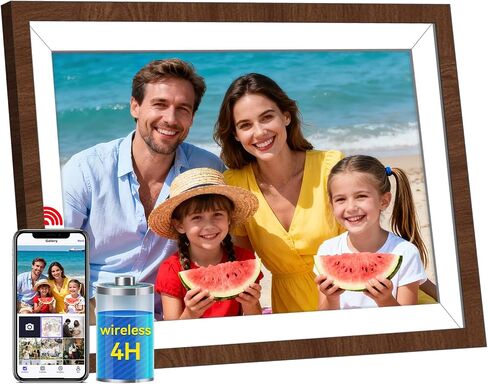 UHALE Battery Power Digital Picture Frame 10.1'' Touch Screen Photo Frame | UHALE ,32G , Builted Battery, 10.1 inch, picture and vedio ,Auto-Rotate,Builted Speaker,Touch Screen,4K,4 Hours, Share Photos in Kuwait
