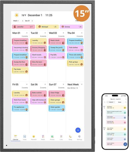 Dragon Touch Digital Calendar 15.6-inch Smart Chore Chart, Home Electronic Wall/Tabletop Calendar with Interactive Display/Touch Screen for Family Schedule Planning, Seamless Data Syncs and APP Access in Kuwait
