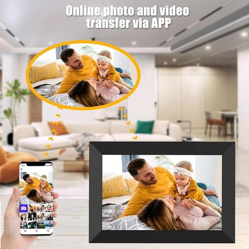 Digital Picture Frame WiFi 10.1 Inch Smart Digital Photo Frame with 1280x800 IPS HD Touch Screen, Auto-Rotate and Slideshow, Easy Setup to Share Photos or Videos Remotely via App from Anywhere in Kuwait