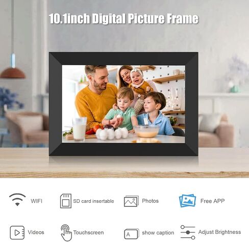 Digital Picture Frame WiFi 10.1 Inch Smart Digital Photo Frame with 1280x800 IPS HD Touch Screen, Auto-Rotate and Slideshow, Easy Setup to Share Photos or Videos Remotely via App from Anywhere in Kuwait