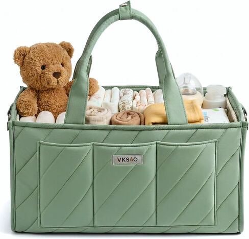 Pink Diaper Caddy Organizer – Portable Storage Basket with Shoulder Strap & Stroller Hooks, Splashproof Quilted Nursery & Car Tote for Baby Girl Shower Gift, Baby Registry, Blush Pink in Kuwait