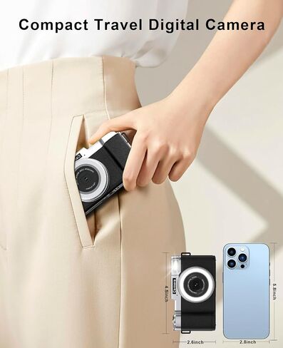 FLATIC Digital Camera, 4K 64MP Cameras for Photography with 64GB Card, 18X Zoom Autofoucs Vlogging Camera for YouTube with 180° Flip Screen, Compact Vlog Travel Camera Kit for Beginner, Teens in Kuwait