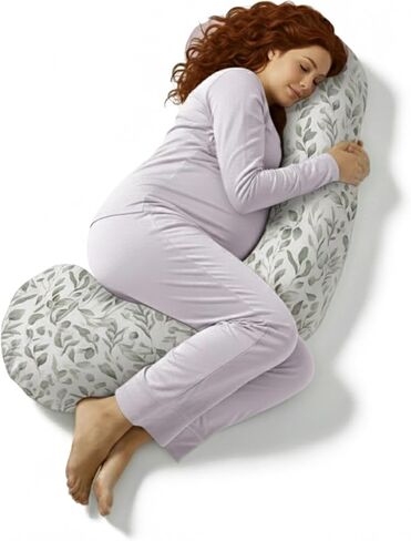 BellaMoon C Shaped Pregnancy Pillow for Sleeping, 55 Inch Maternity Body Pillow with Cooling Cotton Cover, Full Body Support for Side Sleeping, Back, Hips & Belly, Rosehip in Kuwait