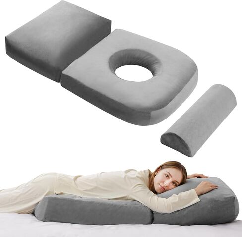 Pregnancy Pillows for Sleeping, 44.5 Inch Pregnancy Massage Pillow Full Body Pillow with Leg Pillow & Removable Cover - Support for Back, Legs, Belly, HIPS for Pregnant Women (Dark Grey) in Kuwait