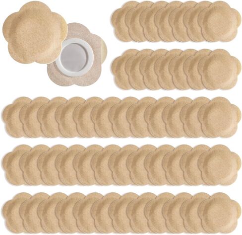 50 Pcs Castor Oil Patches, Castor Oil Pack Wrap for Belly Button Disposable Self-Adhesive Belly Button Patches Anti Leakage Castors Oils Patch No Wash (Flower Shape, Beige) in Kuwait