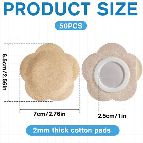 50 Pcs Castor Oil Patches, Castor Oil Pack Wrap for Belly Button Disposable Self-Adhesive Belly Button Patches Anti Leakage Castors Oils Patch No Wash (Flower Shape, Beige) in Kuwait