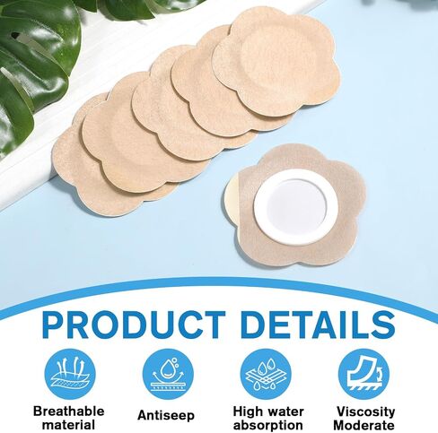 50 Pcs Castor Oil Patches, Castor Oil Pack Wrap for Belly Button Disposable Self-Adhesive Belly Button Patches Anti Leakage Castors Oils Patch No Wash (Flower Shape, Beige) in Kuwait