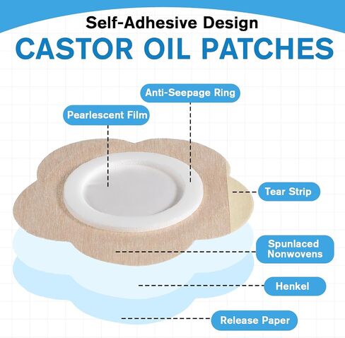 50 Pcs Castor Oil Patches, Castor Oil Pack Wrap for Belly Button Disposable Self-Adhesive Belly Button Patches Anti Leakage Castors Oils Patch No Wash (Flower Shape, Beige) in Kuwait