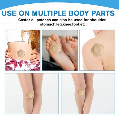 50 Pcs Castor Oil Patches, Castor Oil Pack Wrap for Belly Button Disposable Self-Adhesive Belly Button Patches Anti Leakage Castors Oils Patch No Wash (Flower Shape, Beige) in Kuwait