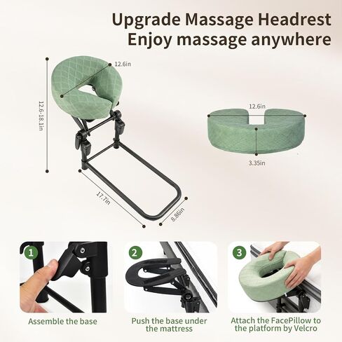 Ann Katy Massage Headrest, Adjustable Face Cradle with Memory Foam Pillow | Foldable Face Down Support for Bed Massage, Spa Relaxation & Eye Surgery Recovery, Portable U-Shaped Head Rest in Kuwait