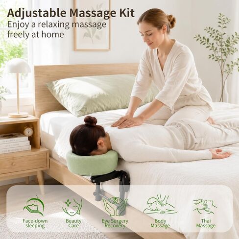 Ann Katy Massage Headrest, Adjustable Face Cradle with Memory Foam Pillow | Foldable Face Down Support for Bed Massage, Spa Relaxation & Eye Surgery Recovery, Portable U-Shaped Head Rest in Kuwait