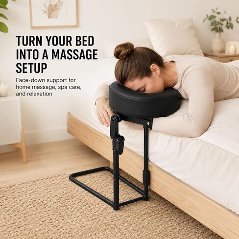 Massage Headrest for Bed, Adjustable Face Cradle Pillow with Under-Mattress Support Frame, Portable Bed Head Rest Attachment for Home Massage, Spa, Beauty, Lash Care, Black in Kuwait