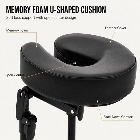 Massage Headrest for Bed, Adjustable Face Cradle Pillow with Under-Mattress Support Frame, Portable Bed Head Rest Attachment for Home Massage, Spa, Beauty, Lash Care, Black in Kuwait
