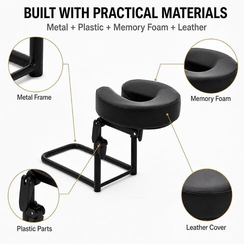 Massage Headrest for Bed, Adjustable Face Cradle Pillow with Under-Mattress Support Frame, Portable Bed Head Rest Attachment for Home Massage, Spa, Beauty, Lash Care, Black in Kuwait
