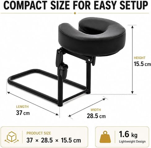 Massage Headrest for Bed, Adjustable Face Cradle Pillow with Under-Mattress Support Frame, Portable Bed Head Rest Attachment for Home Massage, Spa, Beauty, Lash Care, Black in Kuwait