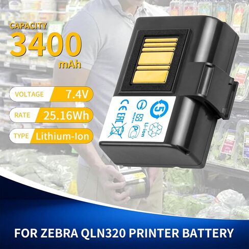 CBQ 3400mAh ZQ520 Replacement Battery for Zebra Printer ZQ620 QLN320 ZQ520 ZQ521 QLN220 ZR638 ZQ500 ZQ510 ZR628 ZQ610 ZQ658 ZQ668 Mobile Printers Device Battery in Saudi Arabia