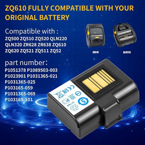 CBQ 3400mAh ZQ520 Replacement Battery for Zebra Printer ZQ620 QLN320 ZQ520 ZQ521 QLN220 ZR638 ZQ500 ZQ510 ZR628 ZQ610 ZQ658 ZQ668 Mobile Printers Device Battery in Saudi Arabia