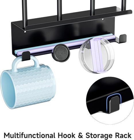 Wall Mounted Water Bottle Drying Rack with Lid & Straw Organizer, Metal Tumbler and Cup Dryer Stand, Space-Saving Drying and Storage Rack for Tumbler, Bottles, Baby Bottle & Glass (Black) in Kuwait