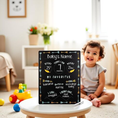 Tiny Idea’s Arrows Baby Milestone Chalkboard, Gender-Neutral Baby Photo Prop, Baby Décor Accessory, Black in Kuwait