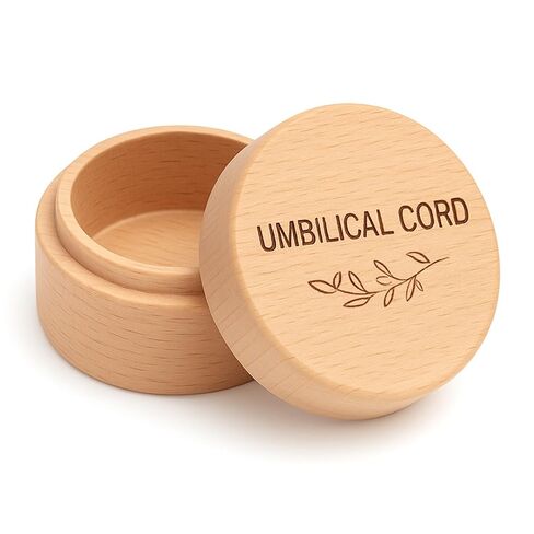 Umbilical Cord Keepsake Box Wooden Cute Fetal Hair Memorial Tooth Box Kids Lost Teeth Storage Durable Baby Keepsake Gift for Christening Gift Baby Shower Pregnancy in Kuwait